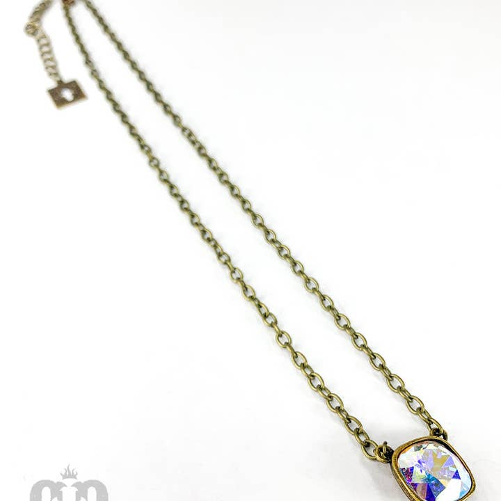 Pink Panache Brands - Wholesale Pendant/Charm Necklace - Austrian square crystal chain necklace, 12mm