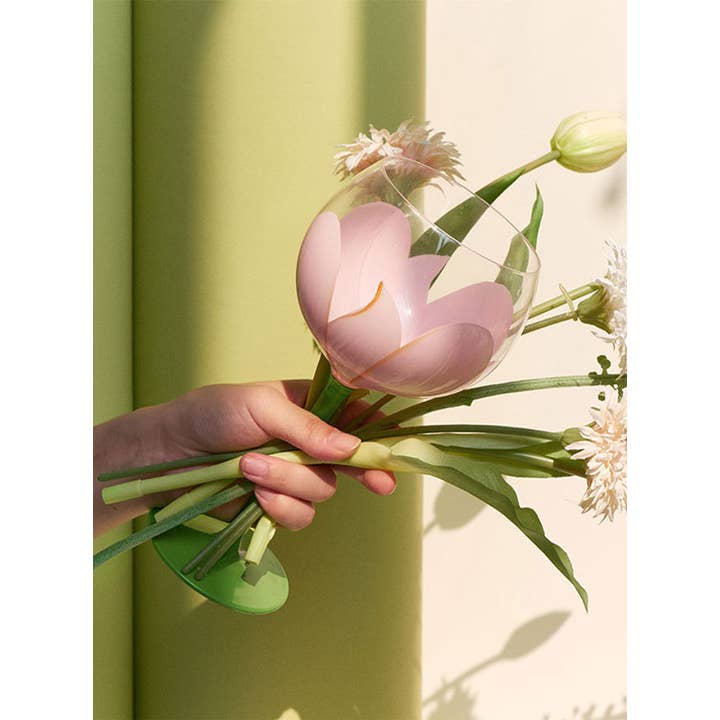 TUTU Home - Vente Verres à vin - Verre à vin « Tulipe » en forme de fleur verte