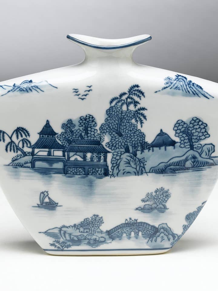 Narrow Shaped Blue Willow Vase for wholesale by AA Importing