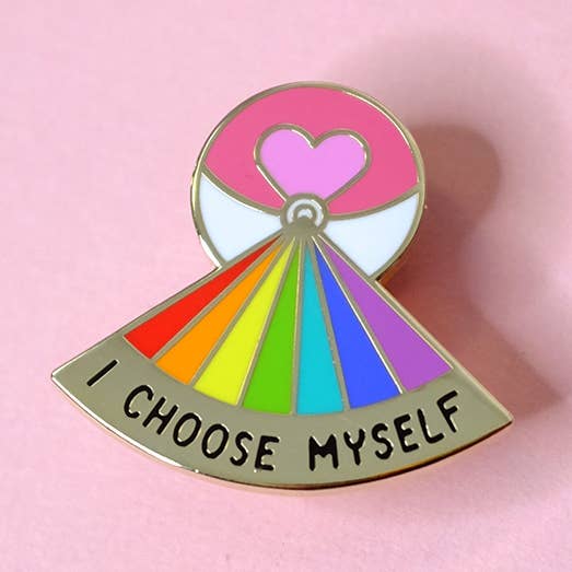 Pin Loveball con texto en forma de «I Choose Myself», dorado para venta al por mayor de Bianca's Design Shop