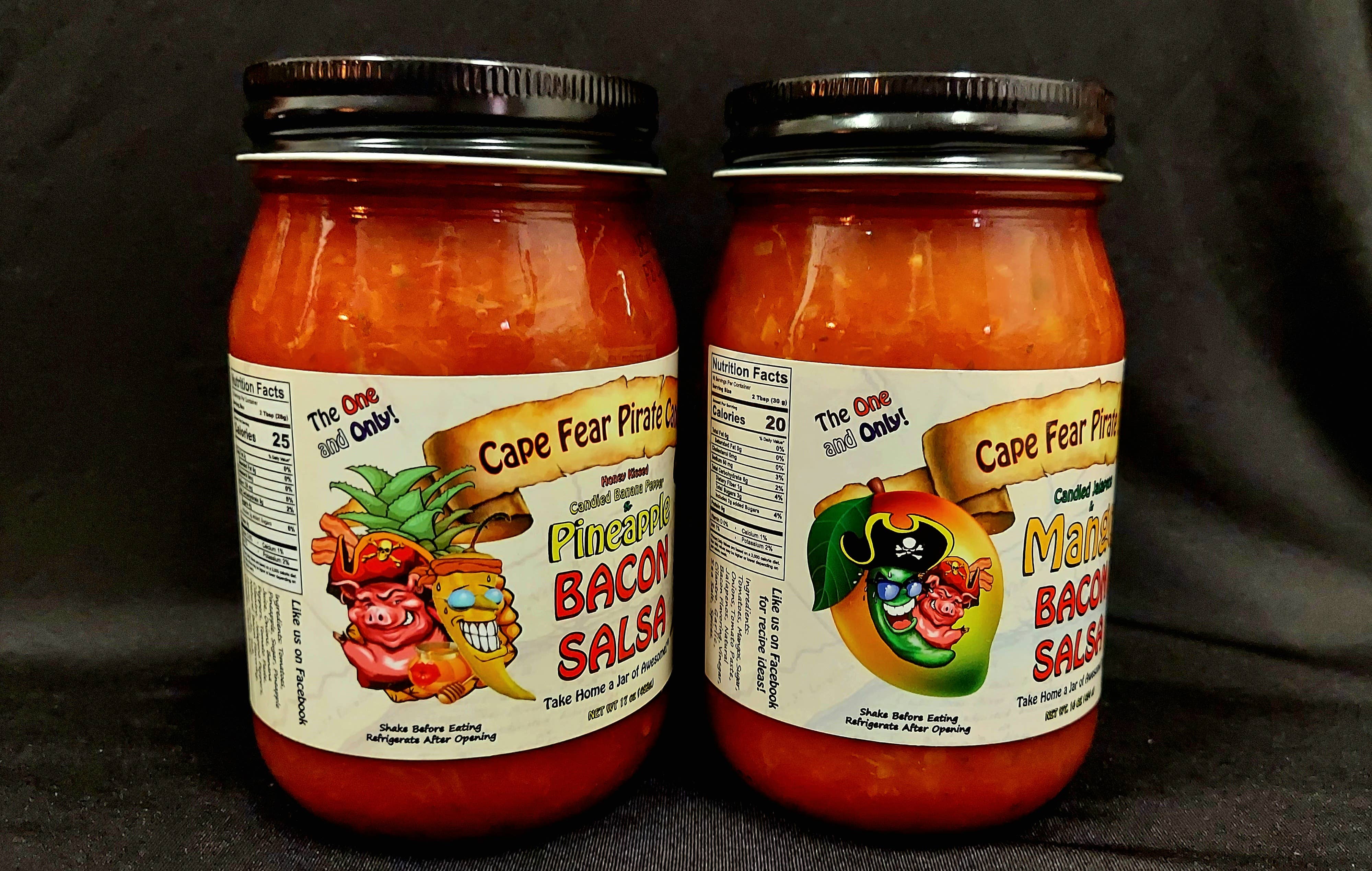 Cape Fear Pirate Candy, LLC - Wholesale Salsa - Pineapple & Mango Bacon Salsa Sampler1