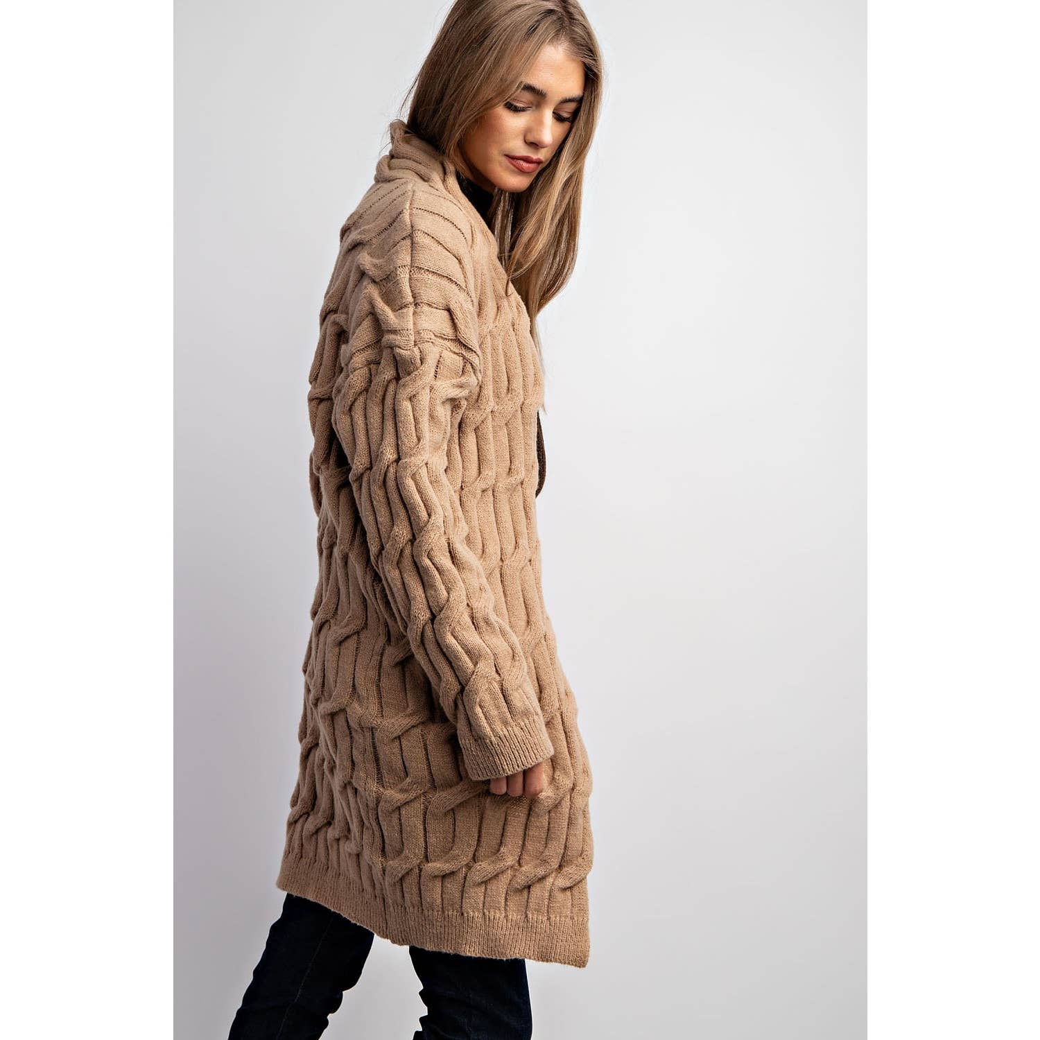 Sweet Generis - Wholesale Cardigan - Women's - CHUNKY CABLE KNITTING CARDIGAN14