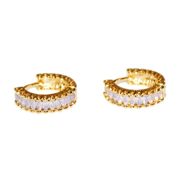 Aros de cristal de 1,5 cm - HER319 GOLD/AMETHYST para venta al por mayor de Hepburn & Co.