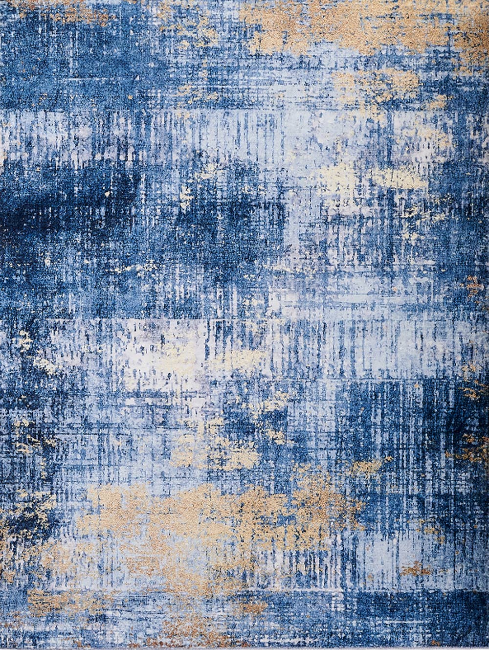 Amazing Rugs – Großhandel Teppichvorleger – Zara Abstract Design, maschinenwaschbarer Teppich in Blau und Gold0