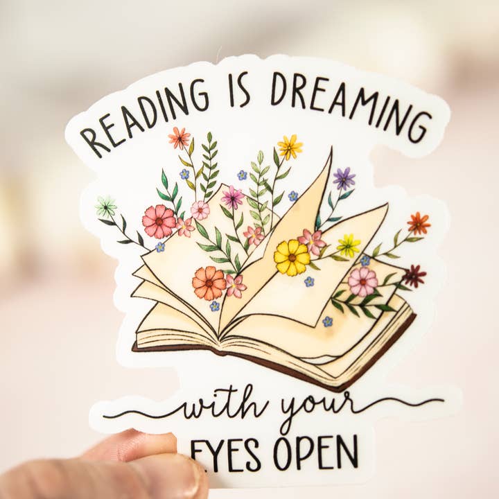 Savannah and James Co - Wholesale Sticker - Reading Is Dreaming, Floral Book Vinyl Sticker, 3x3 in.3
