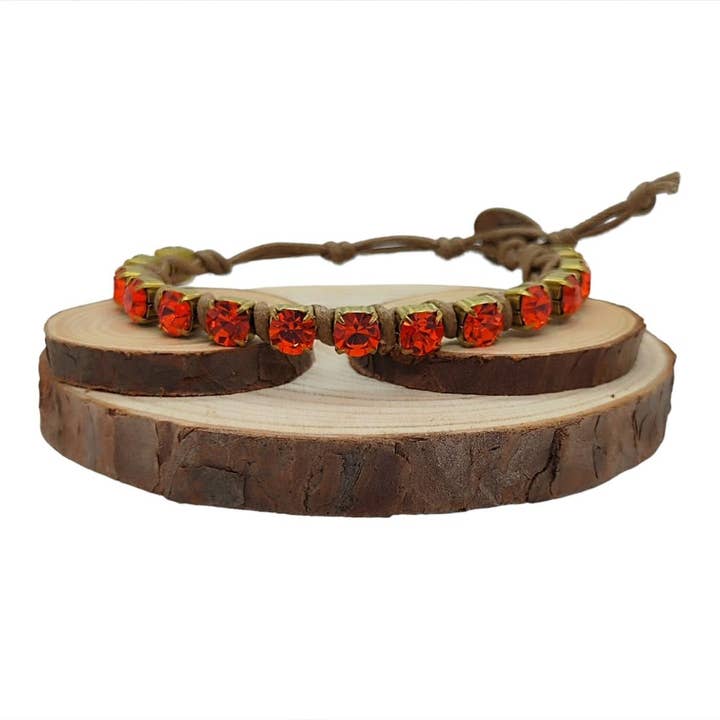 Crystal Chain Bracelets Large - Hyacinth for wholesale by QUÉ MÁS JEWELS