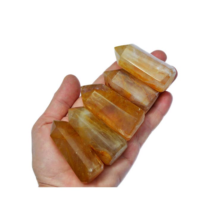 Kaia & Crystals – Pedra/cristal espiritual por atacado – Ponto Quartzo Hematóide Amarelo (30g - 250g)1