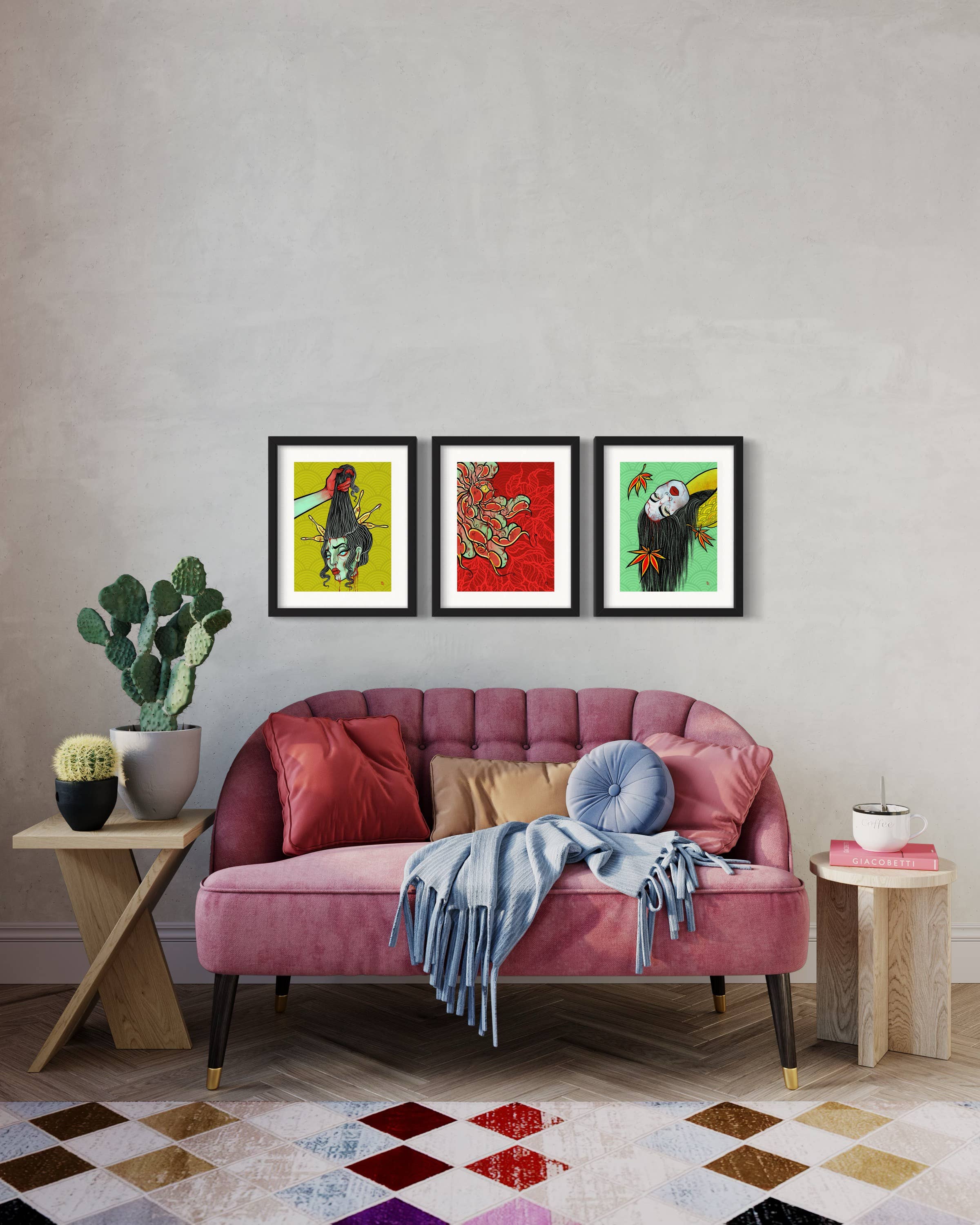 LOR&INK - Vendita all'ingrosso Stampa artistica - Stampa Namakubi Geisha (22,9 x 30,5 cm) - Arte ispirata ai tatuaggi giapponesi2