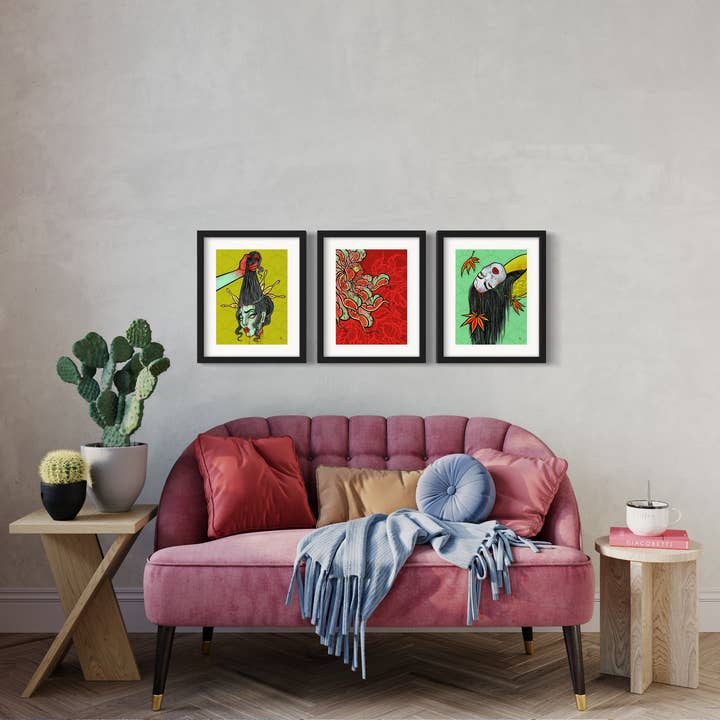 LOR&INK - Vendita all'ingrosso Stampa artistica - Stampa Namakubi Geisha (22,9 x 30,5 cm) - Arte ispirata ai tatuaggi giapponesi2