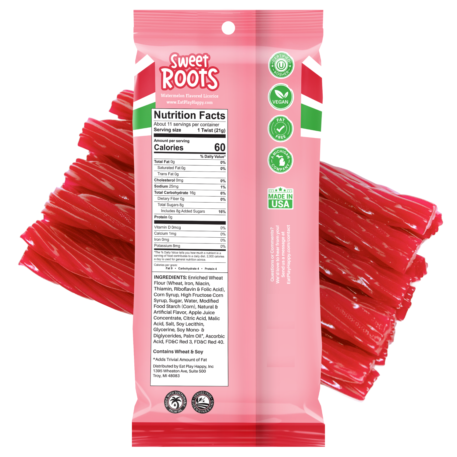 Eat Play Happy, Inc - Wholesale Licorice - Sweet Roots Watermelon Licorice (8 oz)2