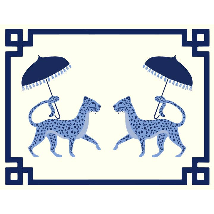 Plateaux décoratifs/Plateau décoratif pour deux guépards bleus pour la vente par Ox Bow Decor