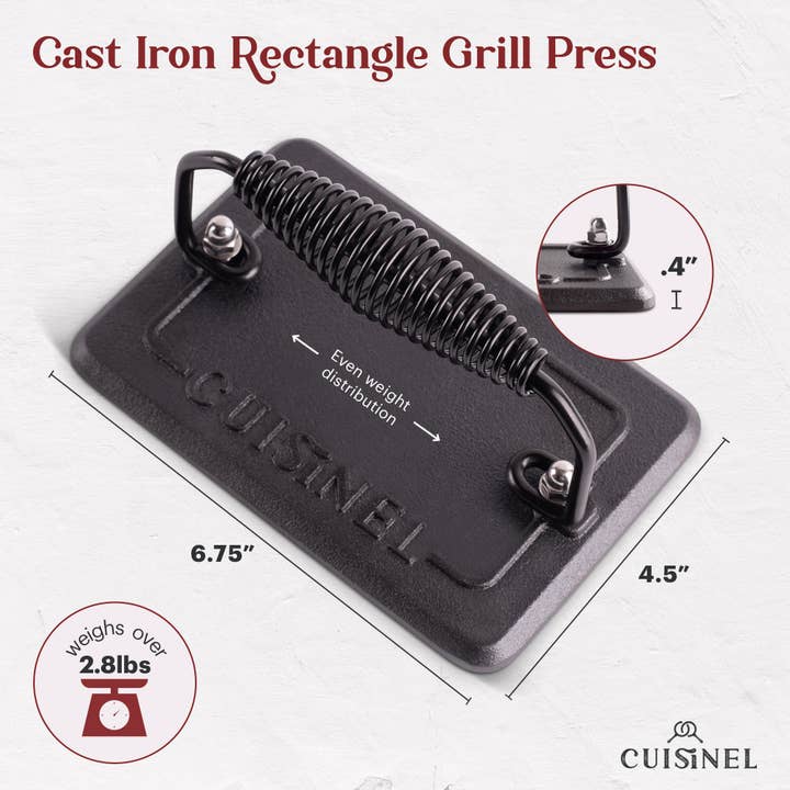 cuisinel - Wholesale Cast Iron Skillet - Cuisinel 16.75" Griddle Set – Grill, Press & Scrapers2