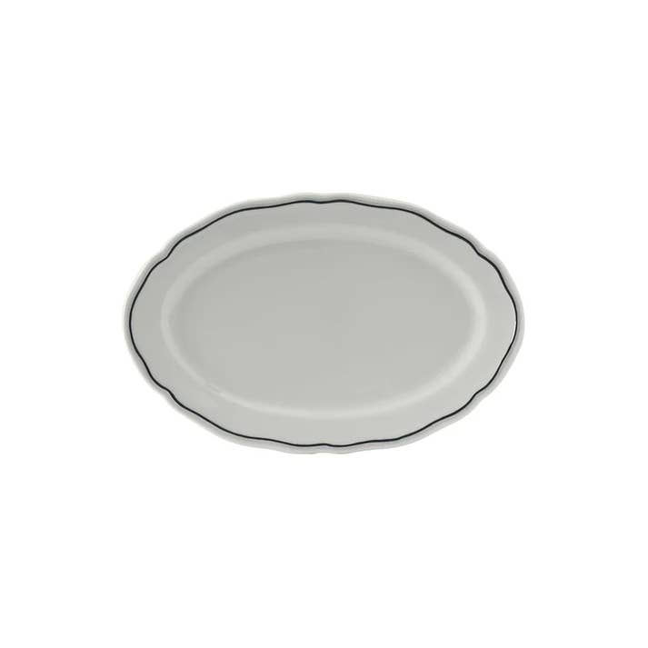 Handpainted Scalloped Ceramic Oval Platter, 9" for wholesale by Tuxton Home