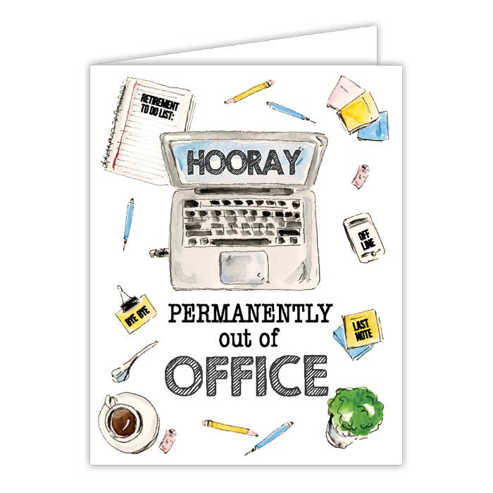 Handpainted Permanently Out Of Office Greeting Card for wholesale by RosanneBeck Collections