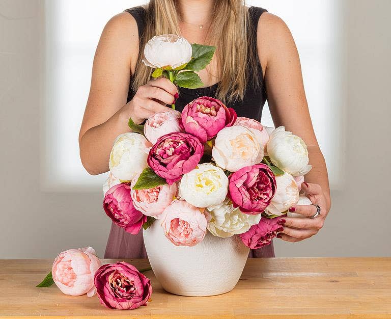 Abbott - Venta al por mayor Flores artificiales - Ramo completo de peonías - 10"H7