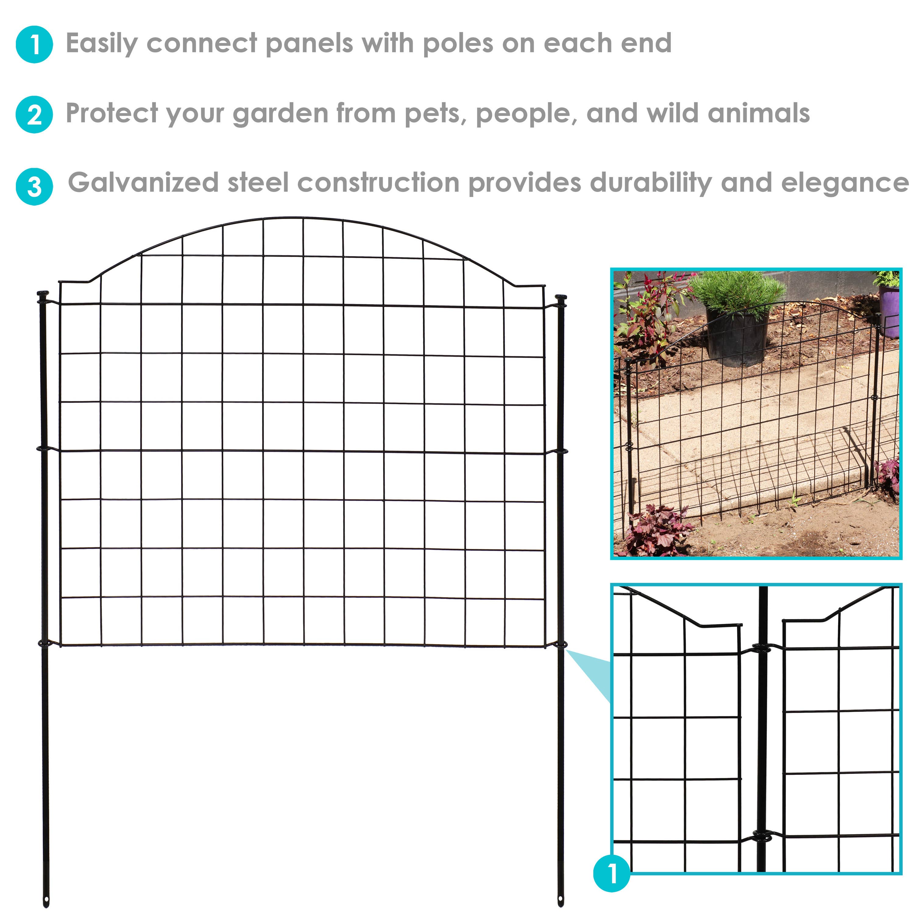 Sunnydaze Decor - Wholesale Outdoor Ornament/Decor - 5-Piece Arched Grid Garden Border Fence - 12.5 ft - Black3