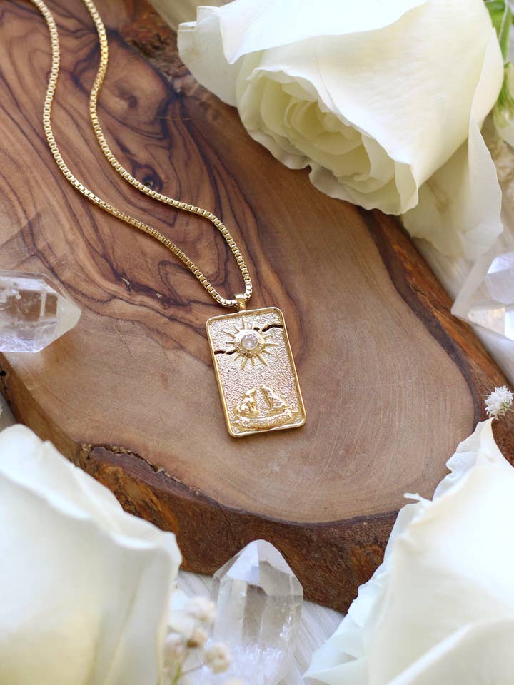 Moon Tarot Card Gold Necklace for wholesale by Malabella Jewels