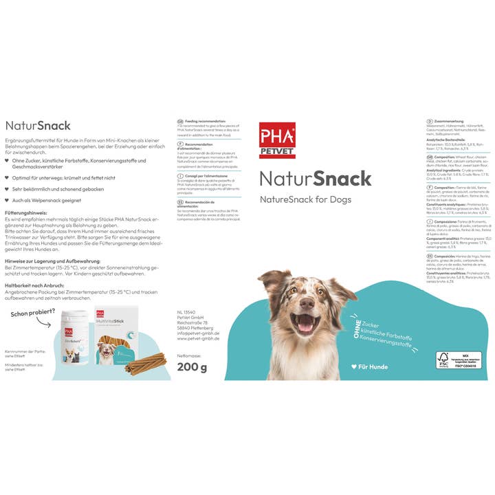 Kauartikel.com GmbH - Wholesale Pet Treats - Dog - PHA NaturSnack for dogs 200g