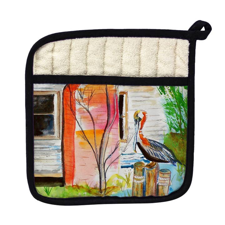 Betsy's Pelican Pot Holder for wholesale by Betsy Drake Interiors