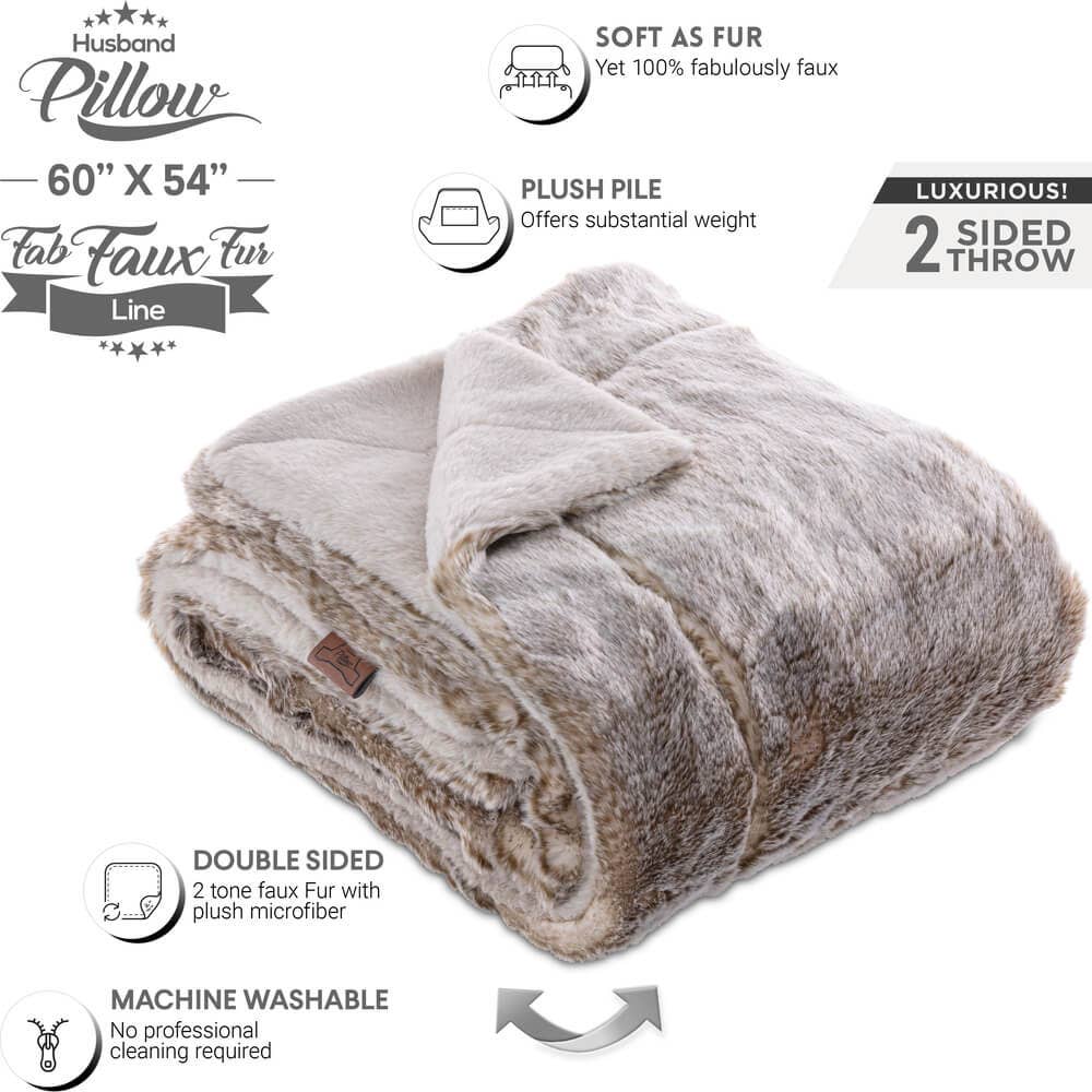 Husband Pillow – Großhandel Überwurfdecke – Ehemann Kissen - Wurfdecke, Exquisite Kunstpelz - Beidseitige Gewichtsdecke 5,7 lbs für Couch, Chaiselongue, Sofas & Stühle. Dicke, schwere seidenweiche Felle (2-farbig, 50"X 60").11