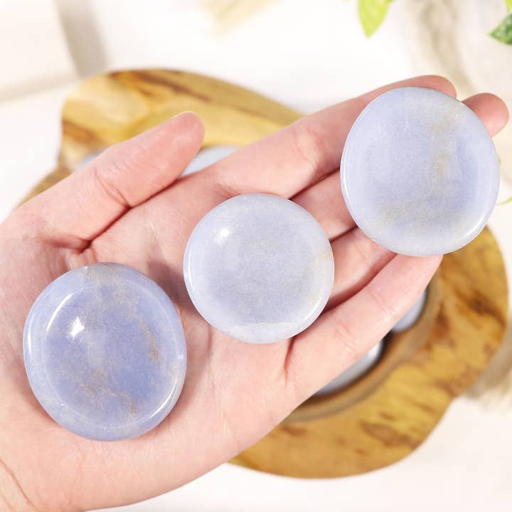 Natures Artifacts Inc - Wholesale Spiritual Stone/Crystal - Angelite Worry Stone - Angelite Thumb Stones3