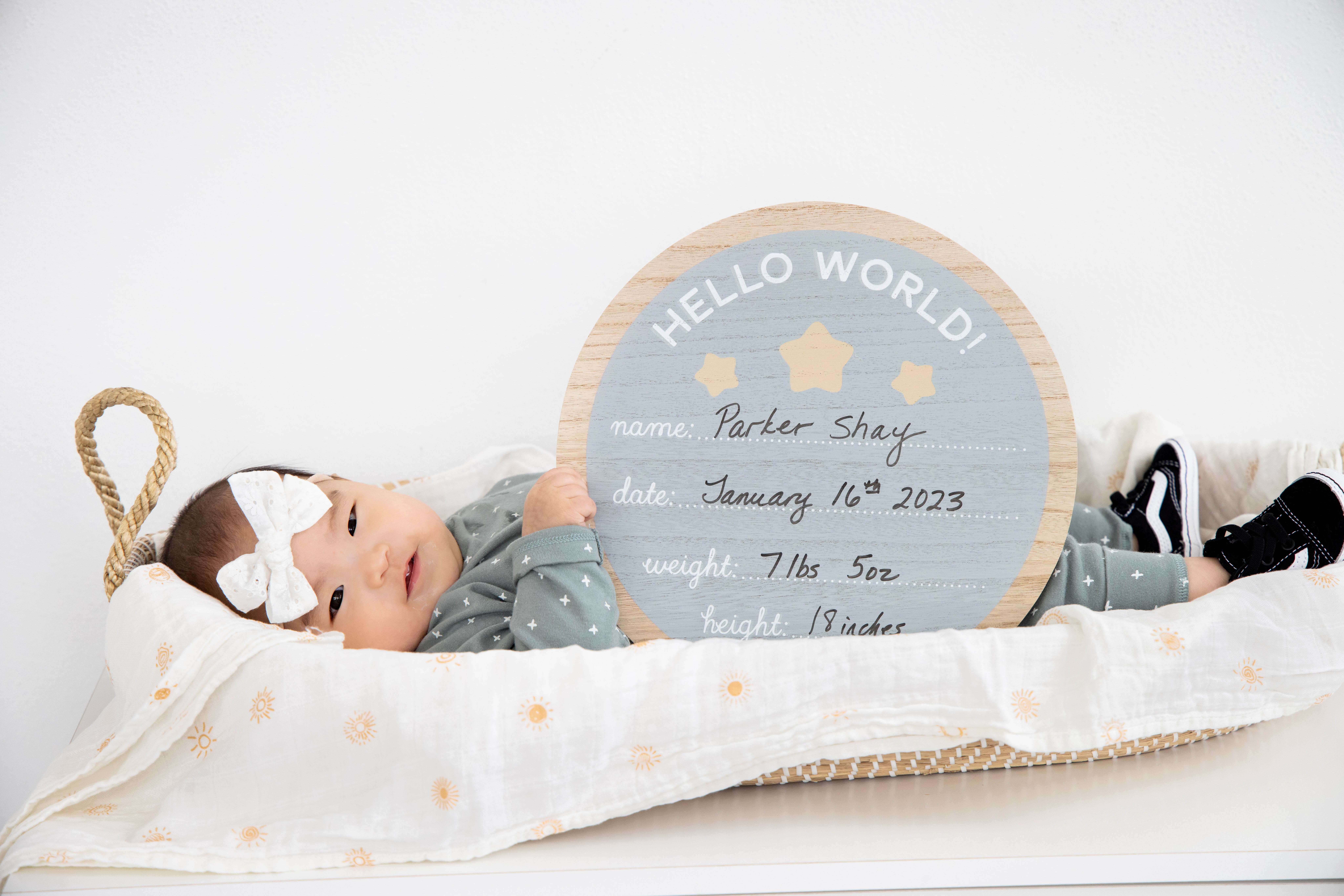 Kate & Milo - Wholesale Milestone Age Block - Kids & Baby - Hello World Fill in Photo Prop, Birth Announcement 2