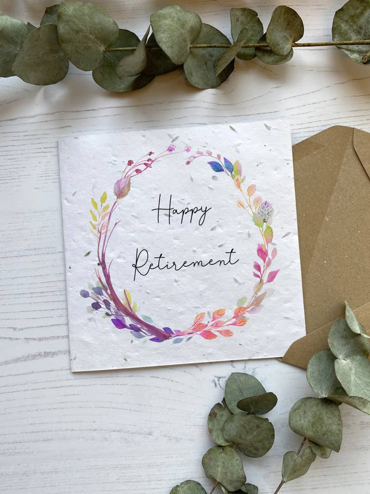 Seed Paper Retirement Card - Colourful Boho Wildflowers for wholesale by PoppyForrest