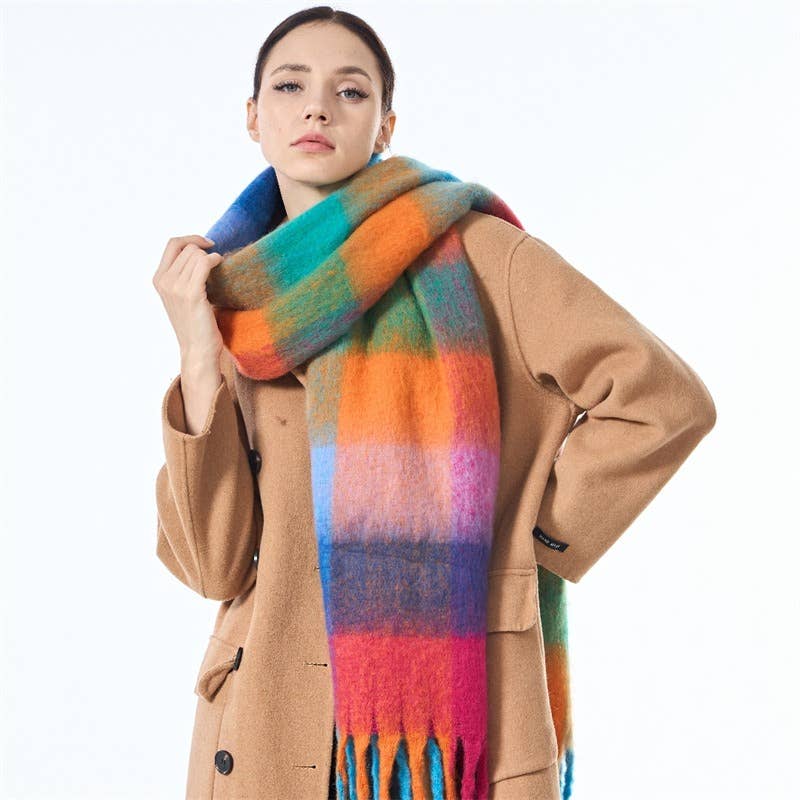 Sweetkama - Vente Écharpe – femme - Écharpe quotidienne à carreaux AC pour femmes SKAS420136