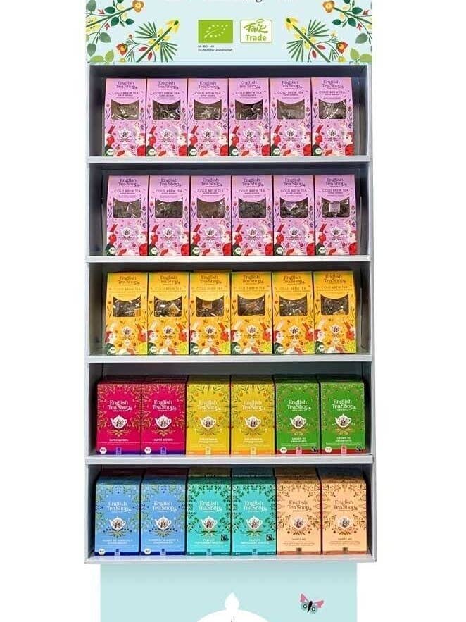 Espositore con tè cold brew e tè estivi rinfrescanti per la vendita all'ingrosso da parte di Royal Nature GmbH & Co. KG