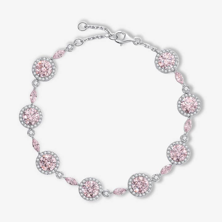 Bracciale in argento sterling «Pink Addiction» Tennis Link per la vendita all'ingrosso da parte di Fanci Me Jewelry