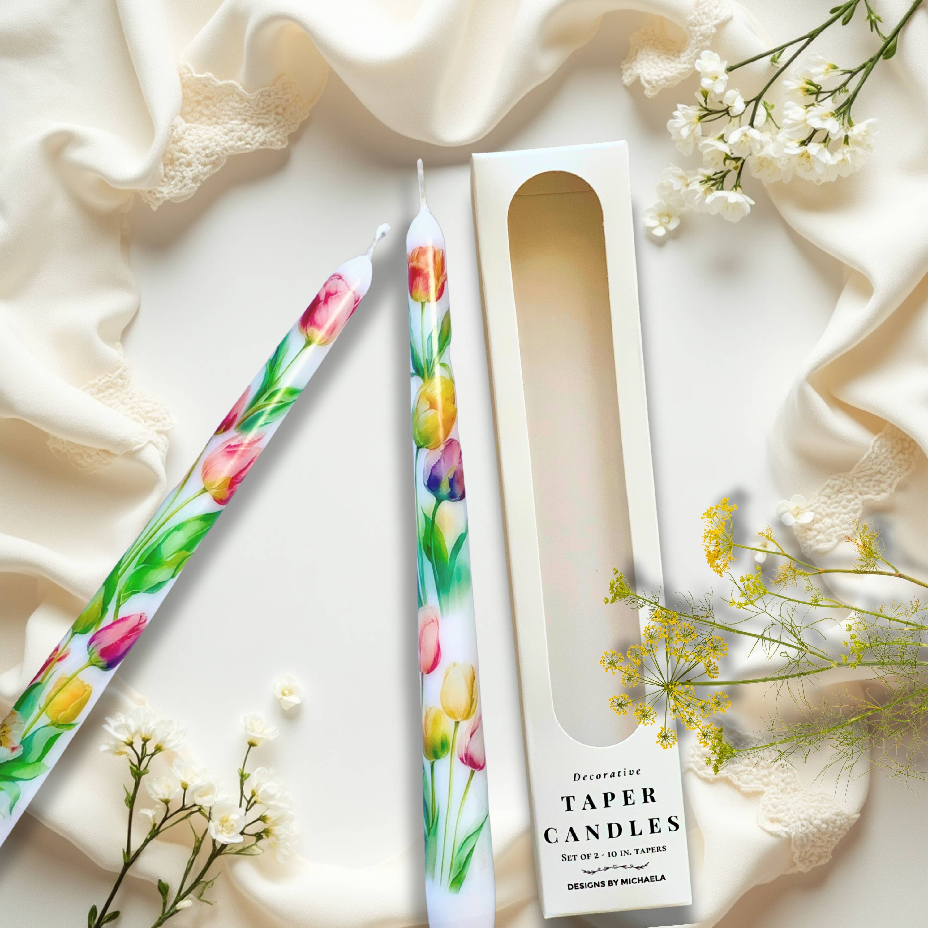 Designs by Michaela - Wholesale Tapered Candle/Candlestick - Tulip Taper Candles for Home Decor and Gifts0