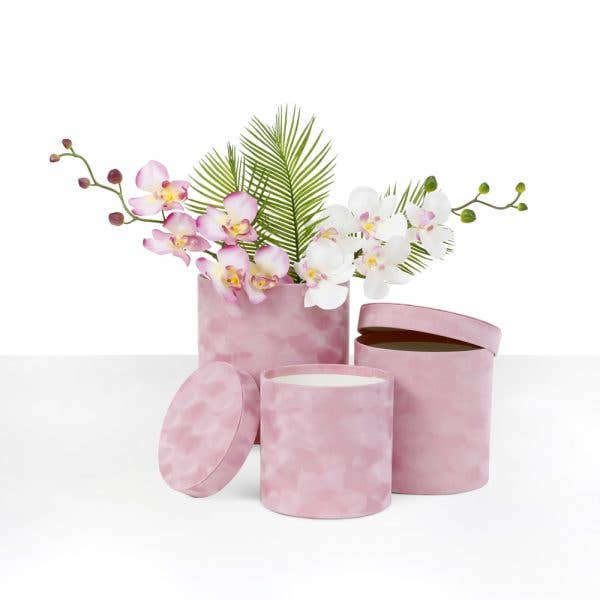 Elegant Design Supply - Wholesale Decorative Box - Chic Velvet Round Flower Box with Lid8