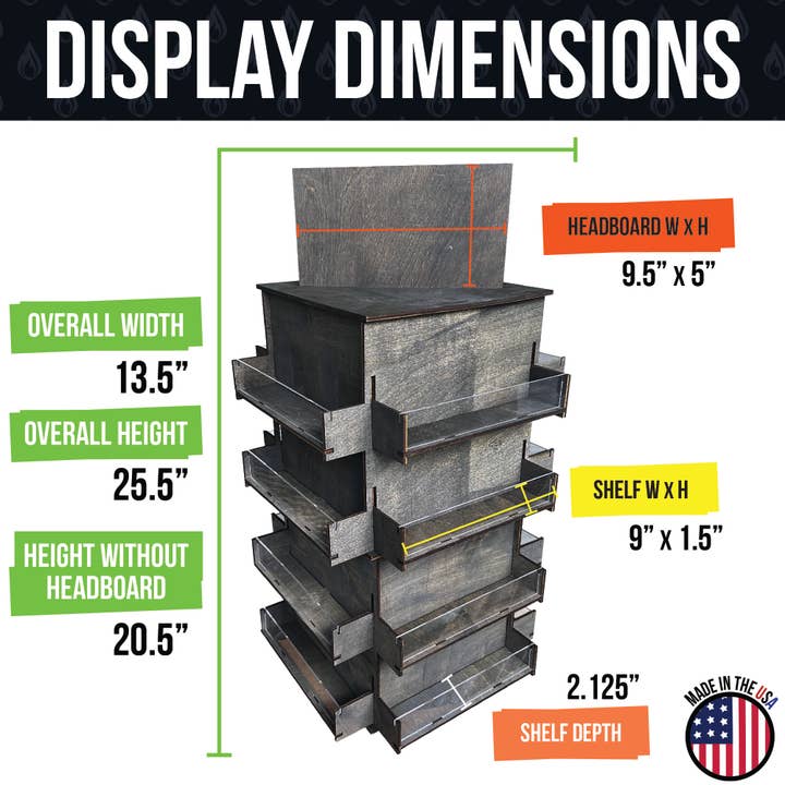 Torched Displays - Wholesale Retailer Display Stand/Case - 4-Sided Rotating Display Stand for Craft Shows, Trade Shows