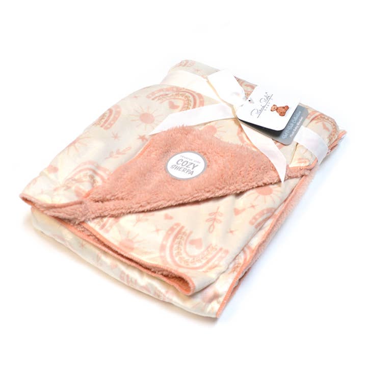 Super Soft Reverse side Cozy Sherpa Plush Baby Blanket for wholesale by Lollipop Dreams