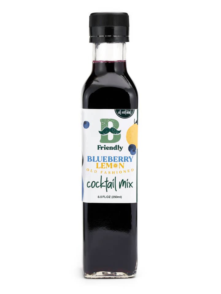 Blueberry Lemon Old Fashioned Mix- 250ml Bottle for wholesale by B Friendly Cocktails with a Cause