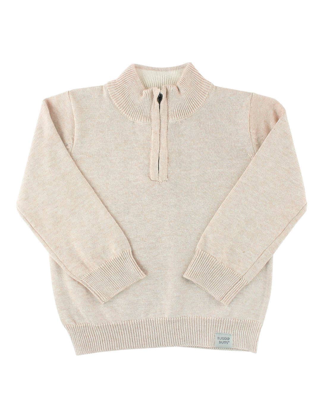 Off White Boys Heather Oatmeal Quarter-Zip Sweater for wholesale on Faire2
