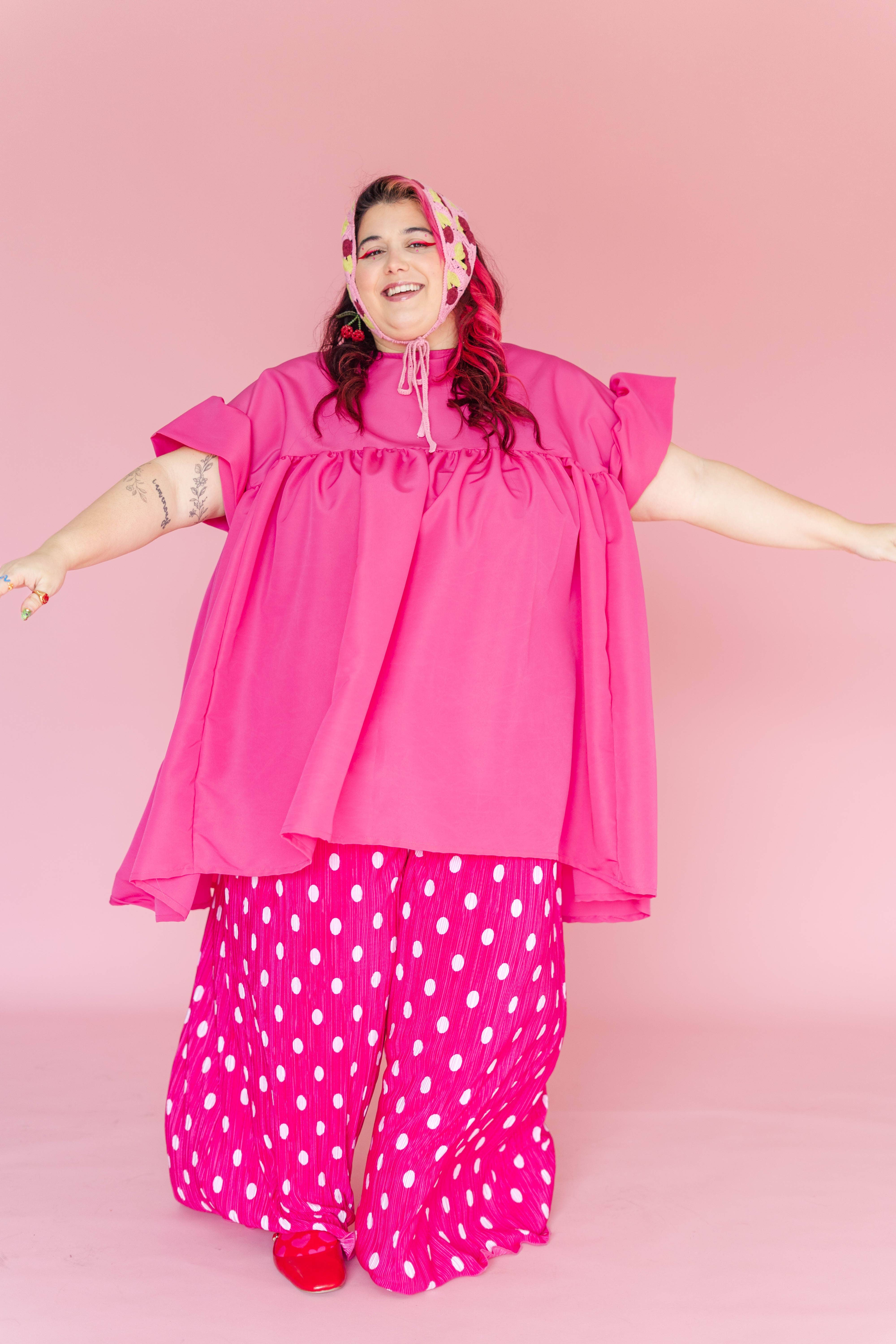 Nettle Studios - Wholesale Dress - Women's - Hot Pink Mini Mushroom Dress - Size Inclusive8