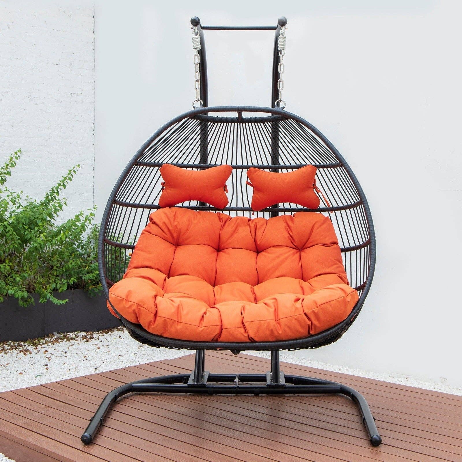 LeisureMod - Wholesale Egg Chair - Wicker 2 Person Double Folding Hanging Egg Swing Chair0