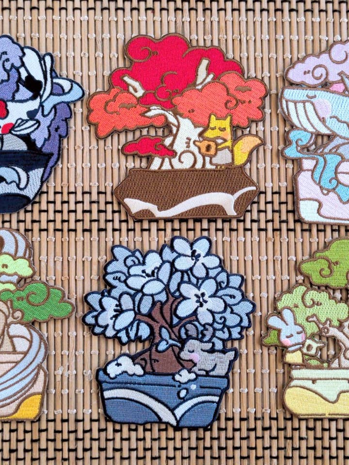 Bonsai boom geborduurde patch (set van 6) voor wholesale door HideawayMelon