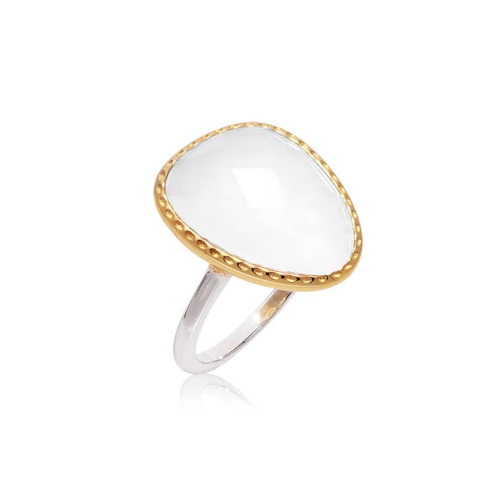 Victoria white crystal gilded silver ring for wholesale by ORUS BIJOUX