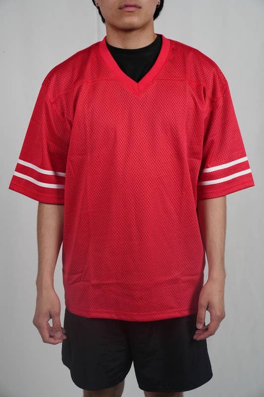 Lime Tree Clothing Inc. - Wholesale T-shirt – men's - Men’s Heavyweight Mesh Football Jersey w/ Stripe XS-2XL23