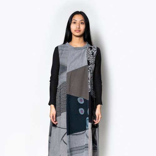 DJ17169 Kasur Batik Jurk - Grijs voor wholesale door YAZA