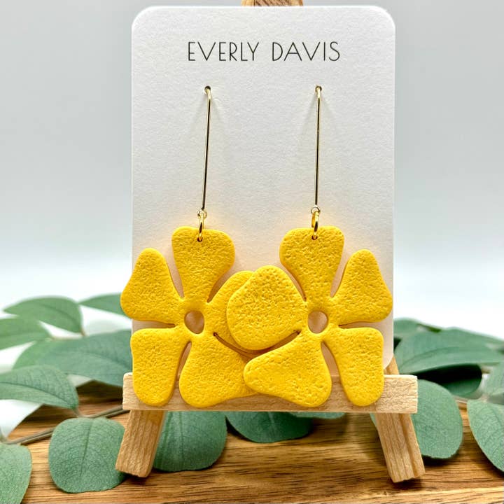 Yellow Flower Earrings for wholesale by Everly Davis Co