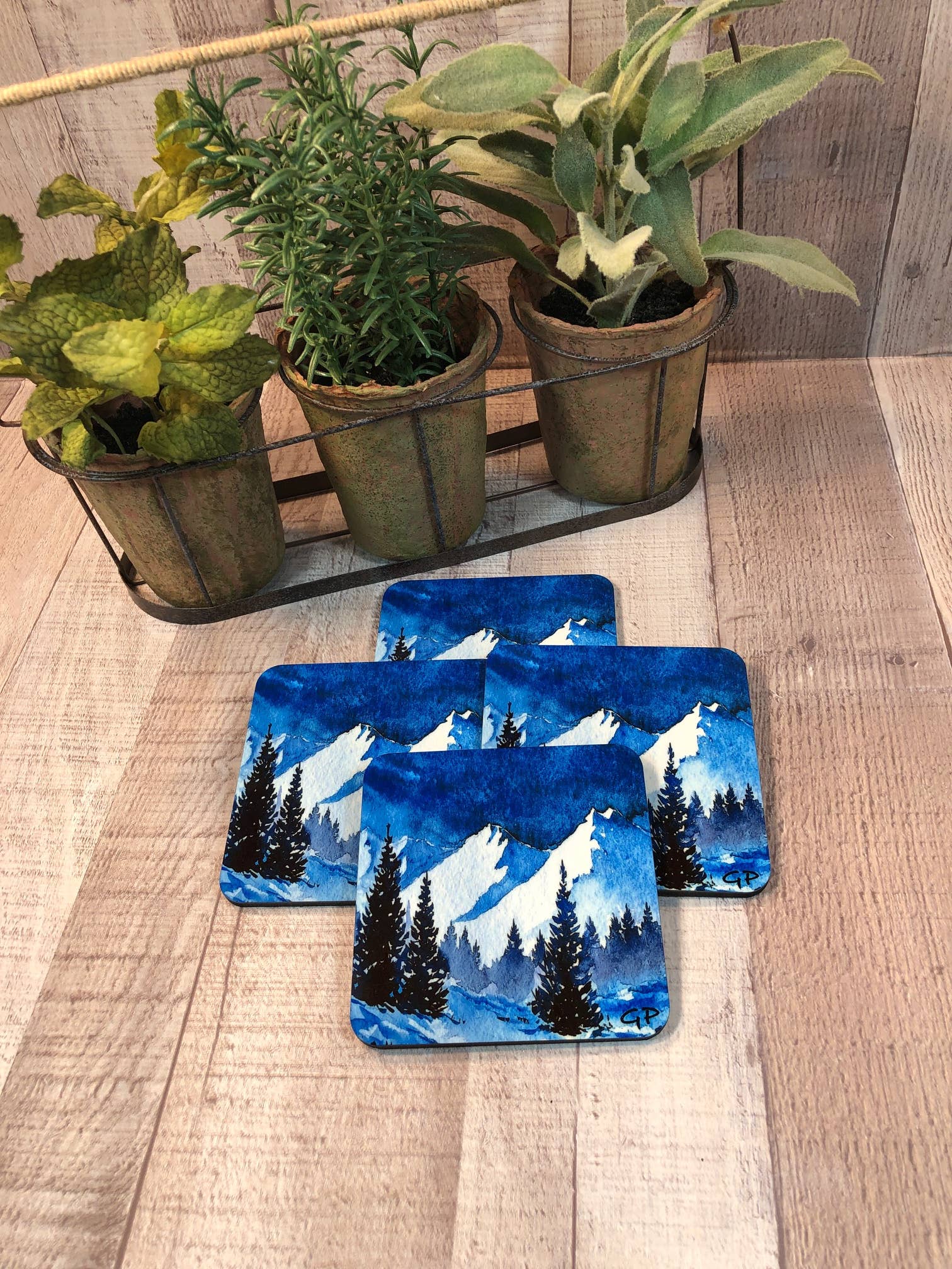 GP Originals - Wholesale Coasters - Winter Mountain Snow 4 Piece Coaster Set Hardboard0