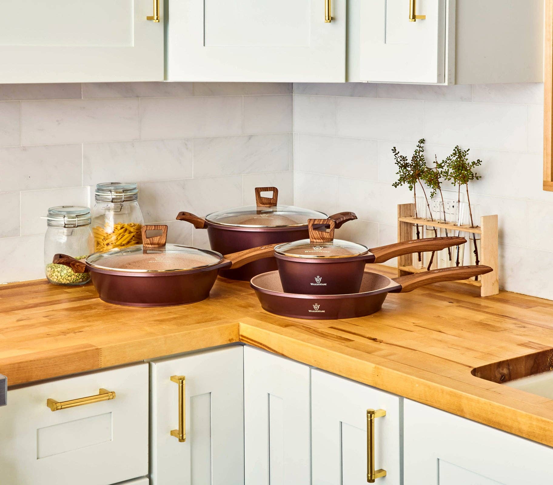 WaxonWare - Wholesale Cookware Set - Marbellous 7pc Non Stick Kitchen Cookware Set1