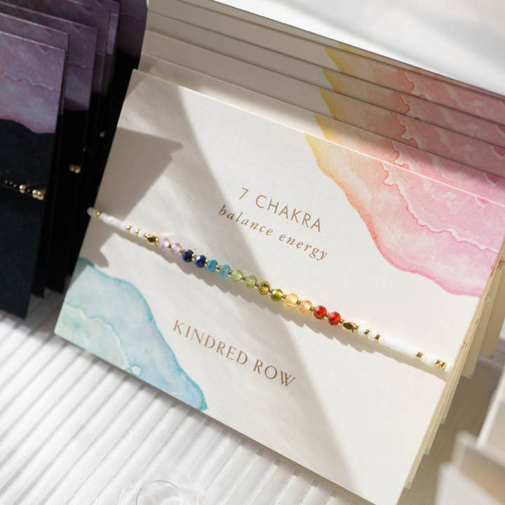 Kindred Row – Pulseira de missangas por atacado – Pulseira Empilhável de Pedras Naturais de Cura Chakra Arco-Íris, Branca5