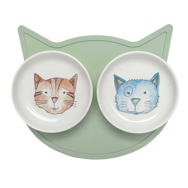 Speckle and Spot by Ore’ Originals - Wholesale Pet Bowl - Cat/Dog - Pet Bowl | Gift Set Watercolor Cat2