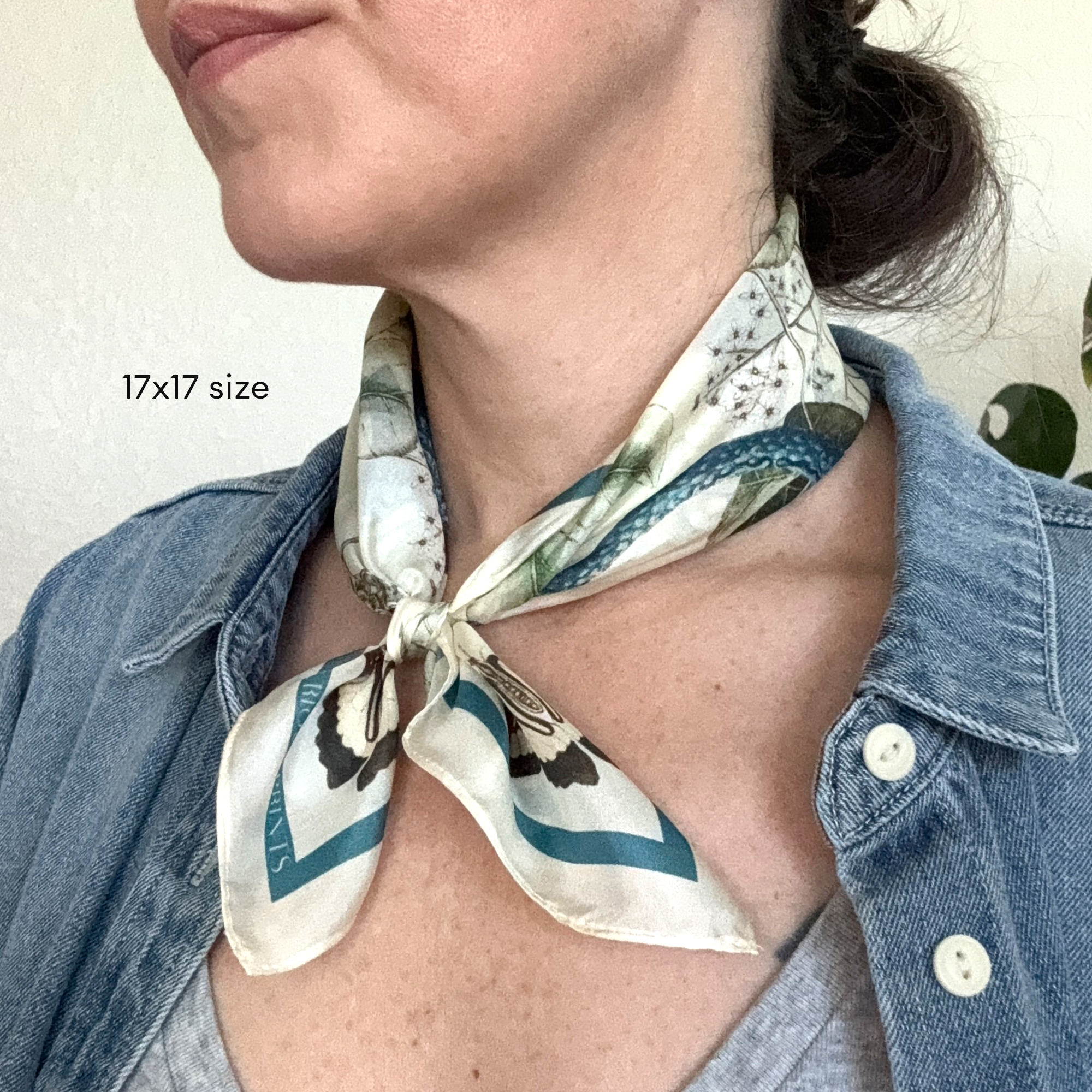 Curious Prints - Wholesale Scarf - Women's - 100% Silk Scarf Blue Snake and Butterfly Summer Bandana1