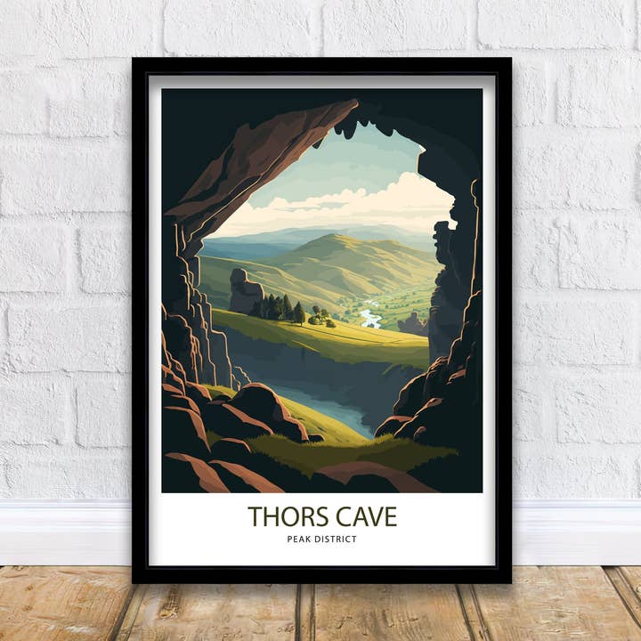 Thors Cave Peak District Travel Poster for wholesale by InkNPrintz