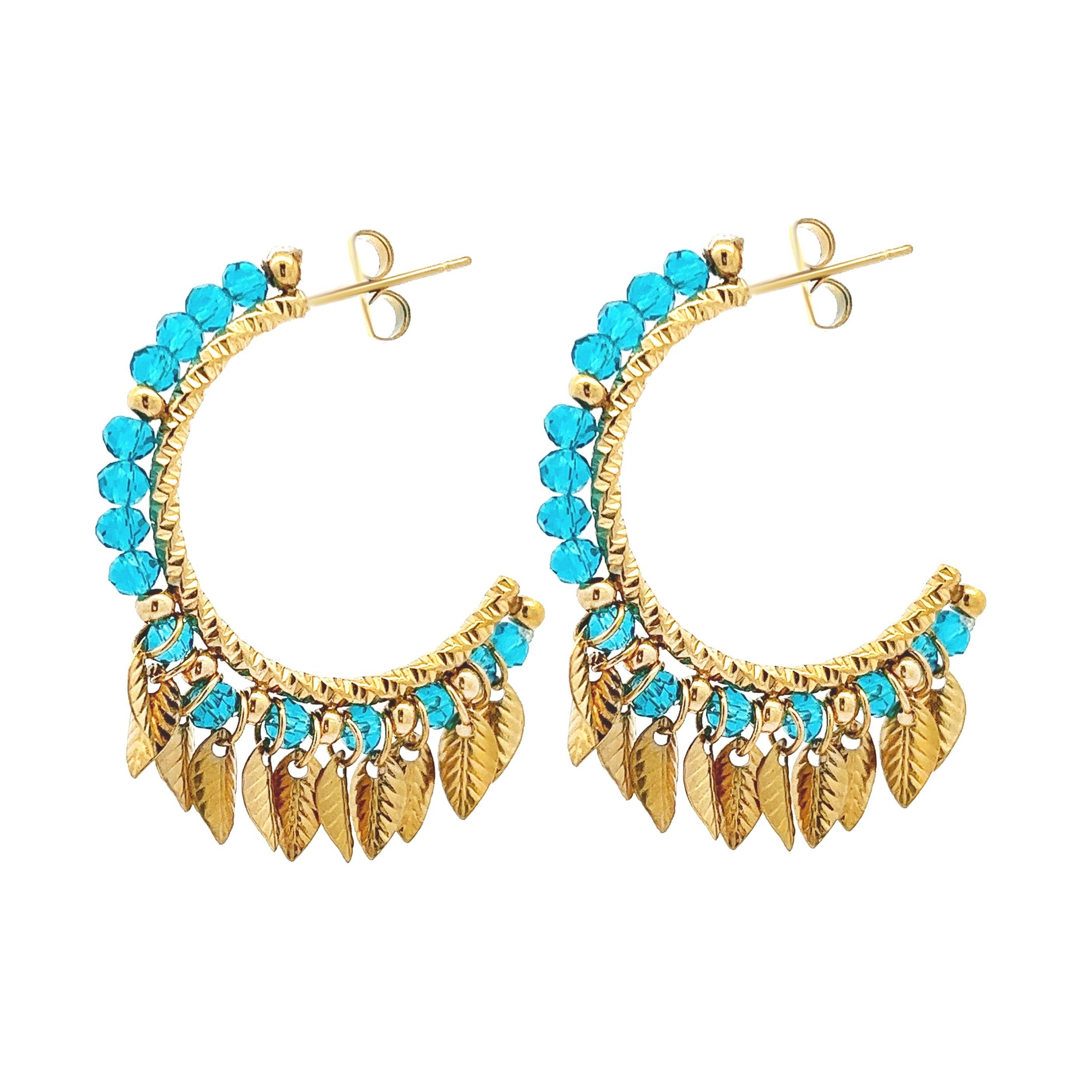 AMORINO SRL - Wholesale Hoop Earrings - Leaves Crystal Earring - NK22111D2005